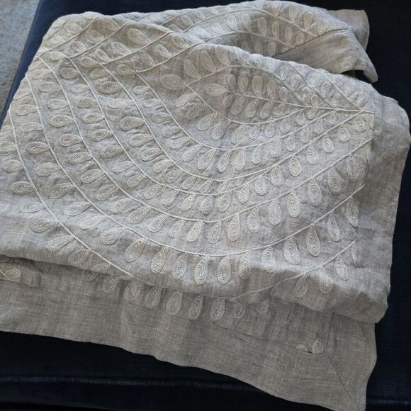 Restoration Hardware Embroidered Palmette Linen KING LOUNGER Sham Grey NEW - Picture 2 of 11